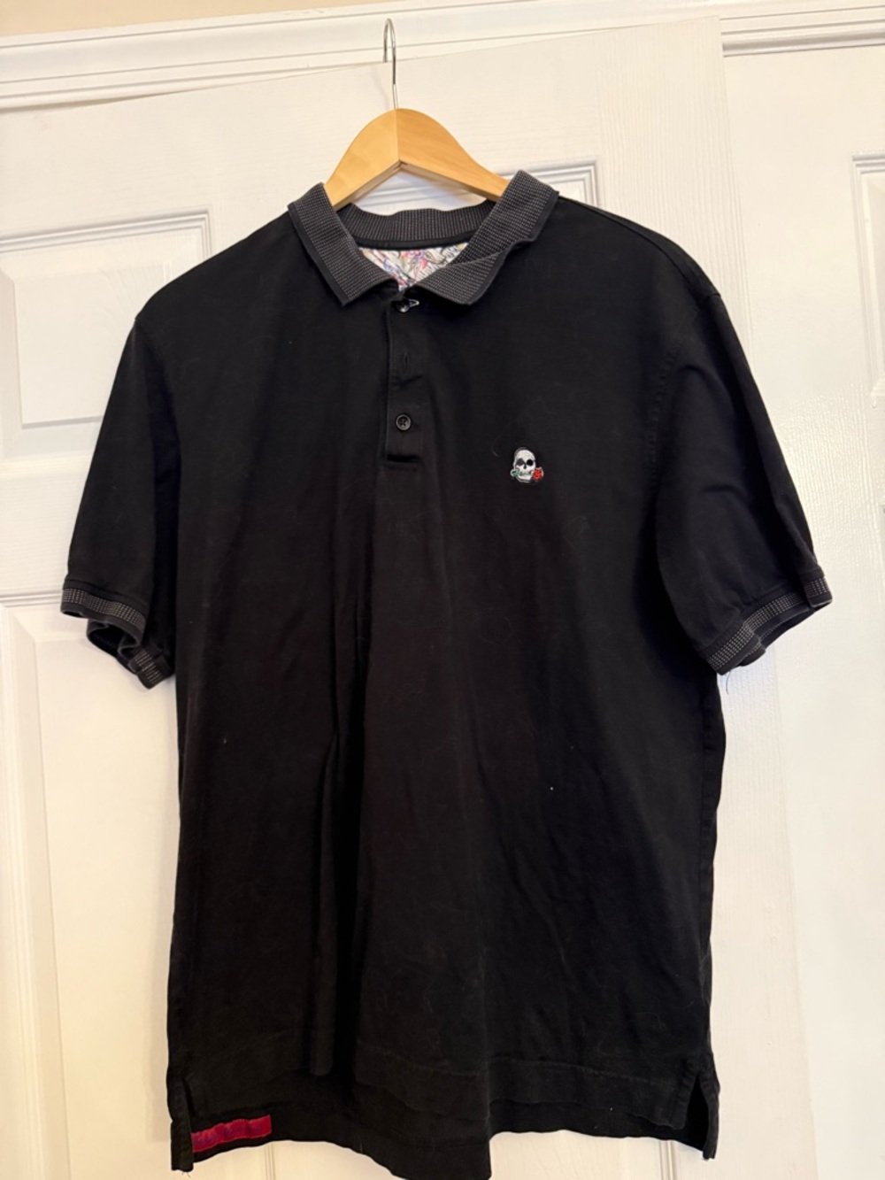 Robert Graham Black Polo with Skull Embroidery